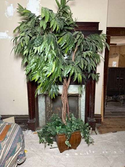 Large faux tree and tin base