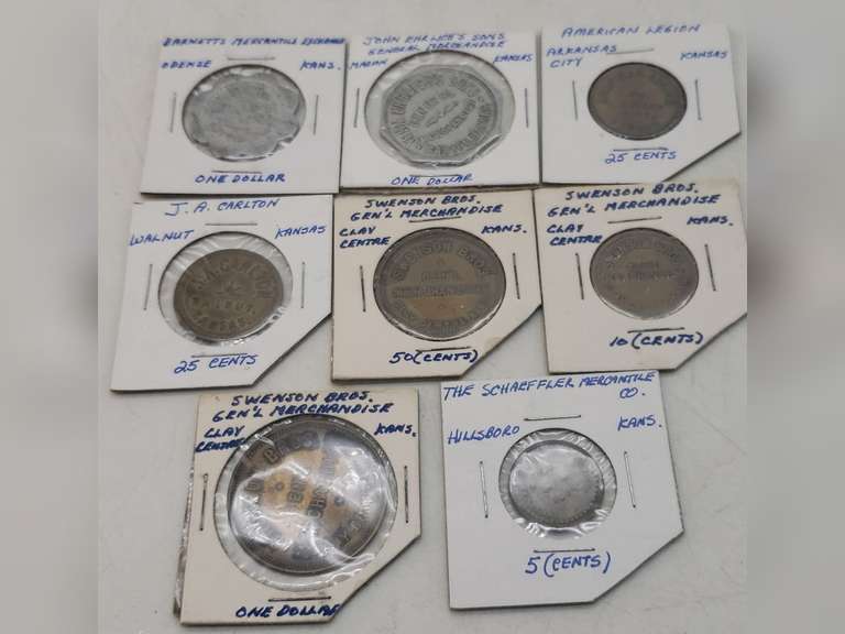 Kansas Trade Tokens Small Towns Circa 1890-1930, 8 Pieces - Northern ...