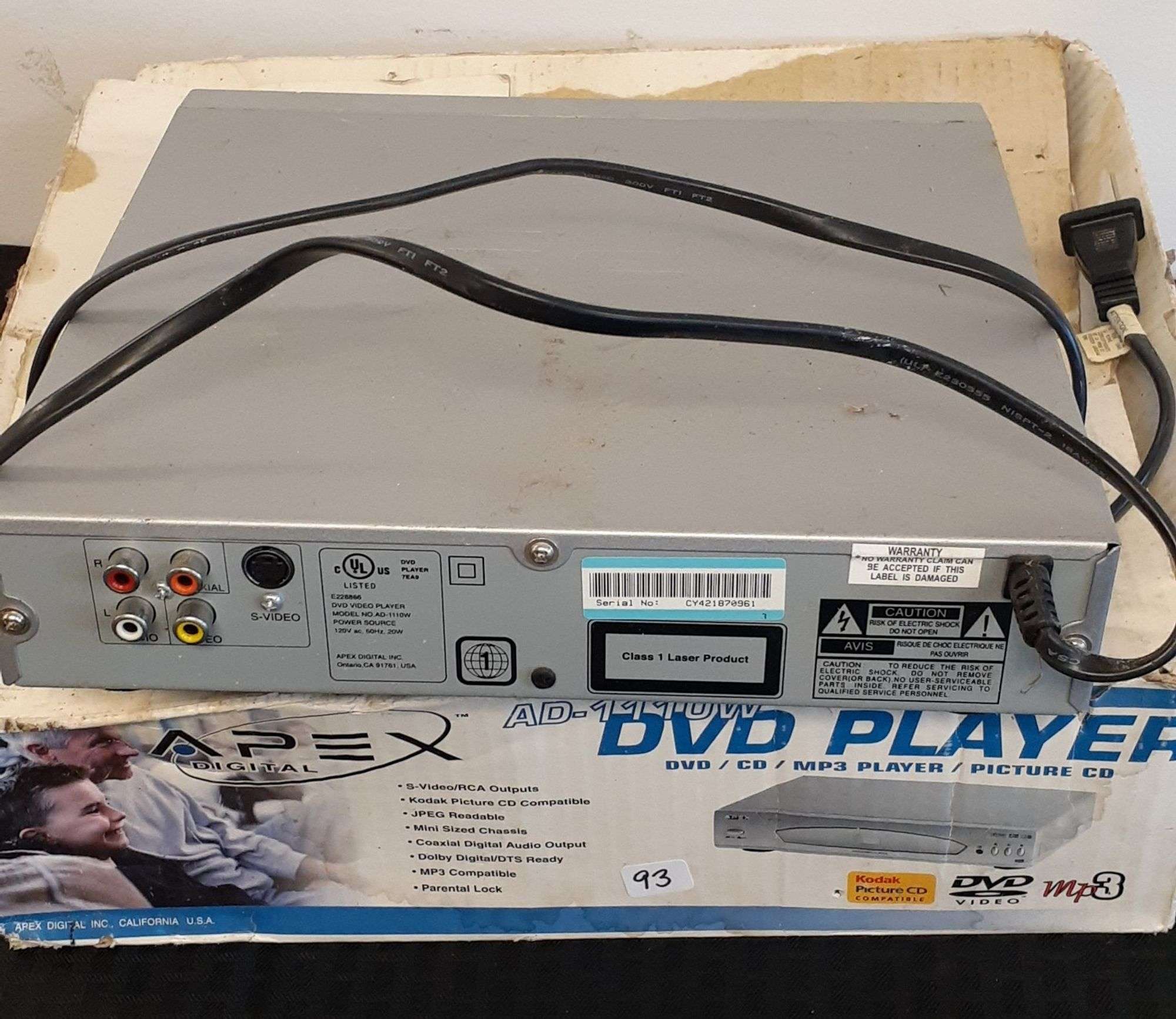 Apex Digital DVD Player - powered on - Northern Kentucky