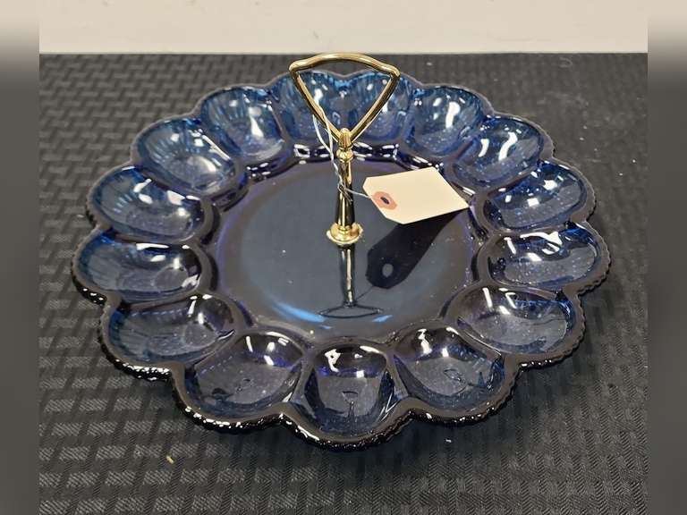 Cobalt blue deviled egg plate Northern Kentucky Auction, LLC