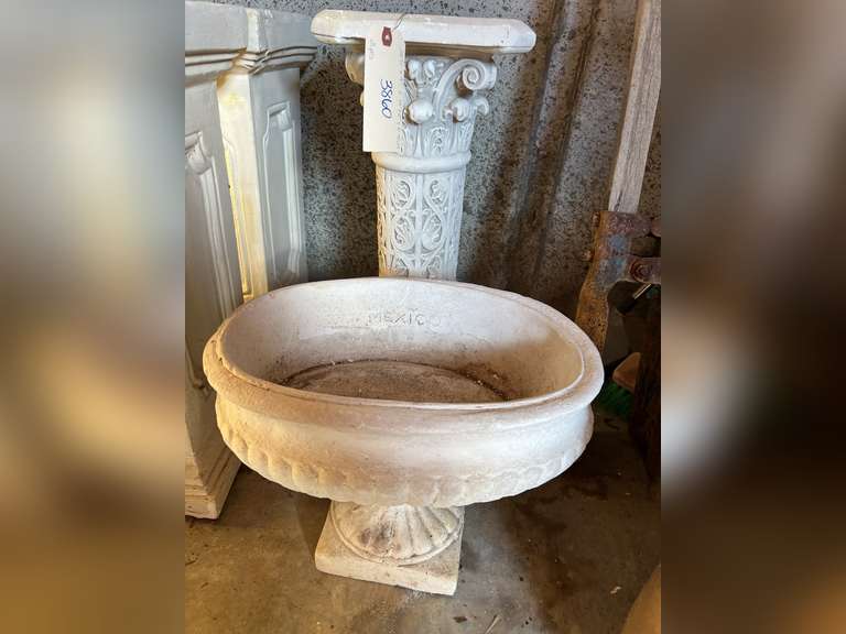 Chalk pedestal and flower pot. See tag for dimensions. Northern