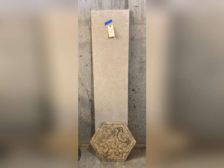 Large piece of countertop which looks like Corian. 1 piece of tile. See