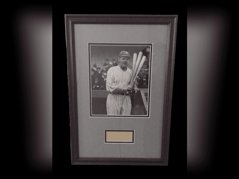 Babe Ruth Autograph, Photo, Framed Approximately 13