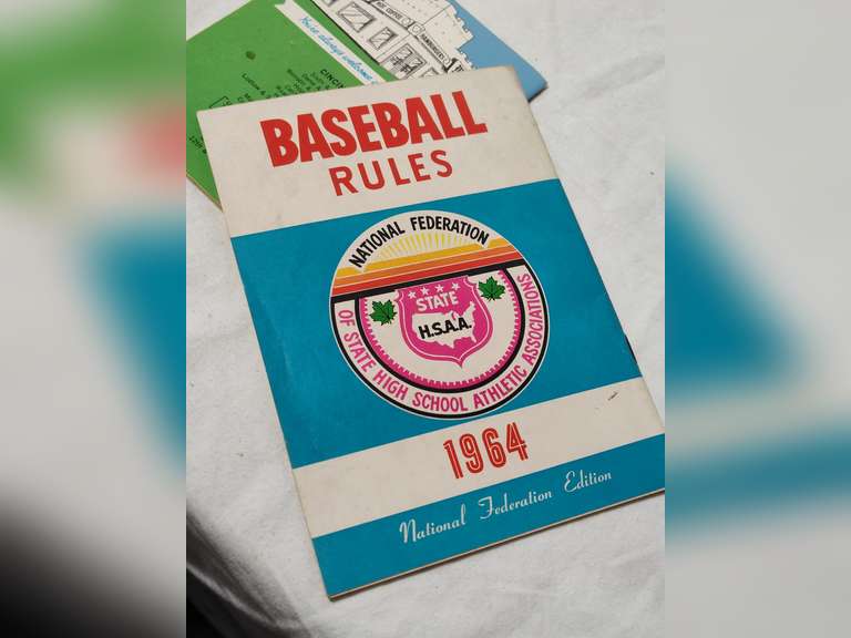 1970s White Castle Bridge score book and 1964 baseball rule book