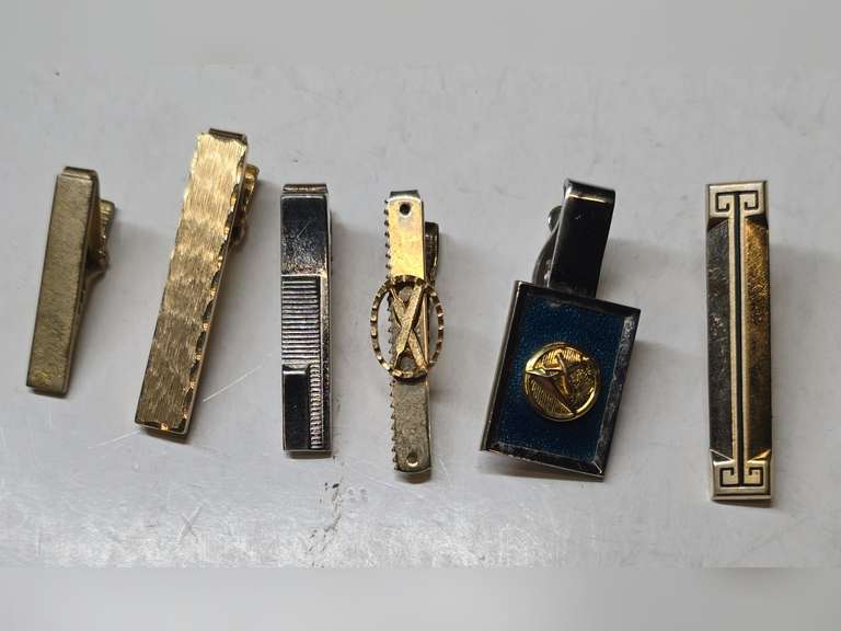 6 Tie clips,  Anson, Hickok, Kinney, Nicholson