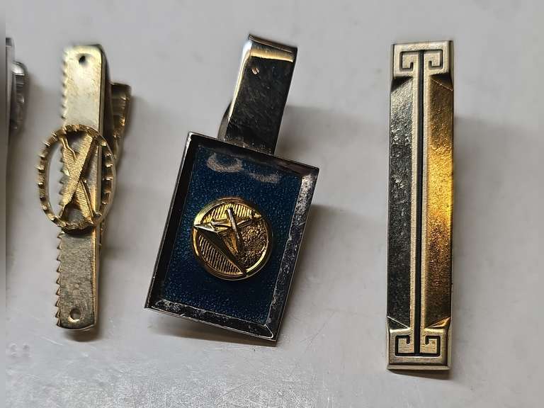 6 Tie clips,  Anson, Hickok, Kinney, Nicholson