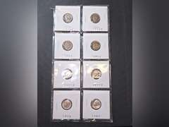 1970s Dimes, 1992 & 2000s Nickels, 1982 Lincoln Cents,  1986 Liberty Half Dollar,  2003 Uncirculated Kennedy Half Dollar and Sacagawea Dollar Set