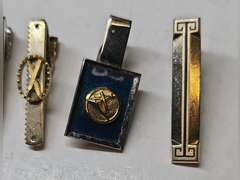 6 Tie clips,  Anson, Hickok, Kinney, Nicholson