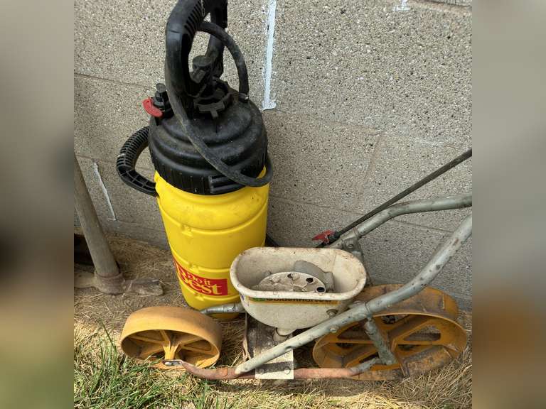 Garden seeder and a tank sprayer