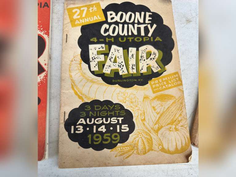 Old Boone County Fair books, telephone directory, Rural route almanac