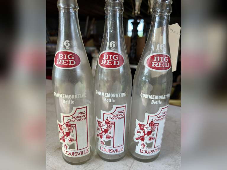 3 Big Red commemorative bottles for 1980 National Champion Louisville Cardinals