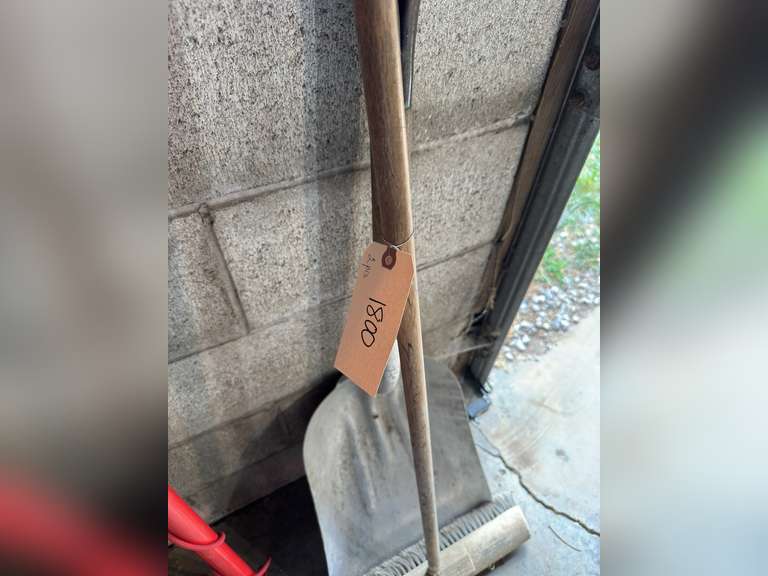 Aluminum scoop shovel and a pushbroom