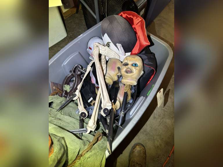 Tote with Halloween decorations