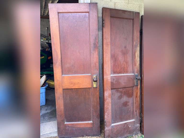 3  wood doors, 72” t x 24” w., with hardware.