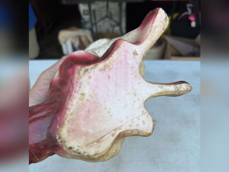 Chalk ware dogs, one is a bank