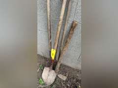 Shovel, pitchfork, rake, pickax