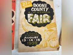 Old Boone County Fair books, telephone directory, Rural route almanac