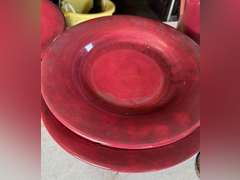 Stoneware plates, apple cookie jar, compote.