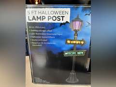 5 Foot Halloween lamp, post and a plastic cauldron