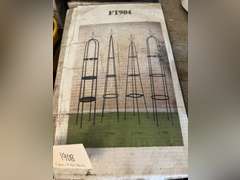 Three boxes with metal plant stands