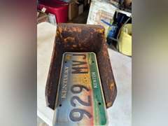 Tonka dump truck and a license plate