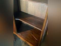 Vintage china cabinet. Needs repaired. 63”t x 39.5” w x 14” d.