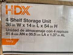 3 Shelf units  4 shelf each unit, 36”x14”x54” each  2 in unopened boxes
