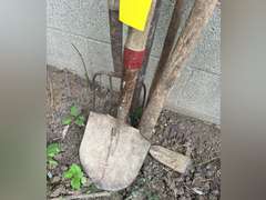 Shovel, pitchfork, rake, pickax