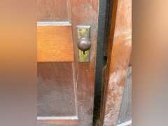 3  wood doors, 72” t x 24” w., with hardware.