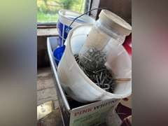 Box with miscellaneous nails, and staples
