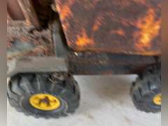 Tonka dump truck and a license plate