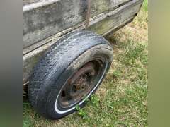 Farm trailer, has flat tires, no title. Not roadworthy.