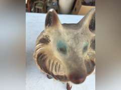 Chalk ware dogs, one is a bank