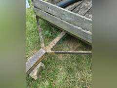 Farm trailer, has flat tires, no title. Not roadworthy.