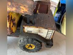 Tonka dump truck and a license plate