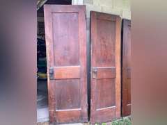 3  wood doors, 72” t x 24” w., with hardware.