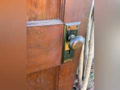 3  wood doors, 72” t x 24” w., with hardware.