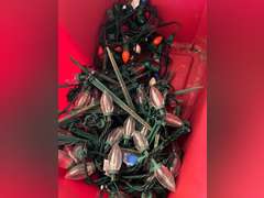 Clear & colored Christmas lights, Projection Whirl-a-motion and light clips. All worked when tested.