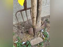 Double bladed axe, hoe, pitchfork