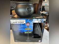 5 Foot Halloween lamp, post and a plastic cauldron