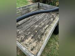 Farm trailer, has flat tires, no title. Not roadworthy.