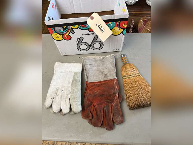 Whisk broom and 2 pair of heavy gloves.