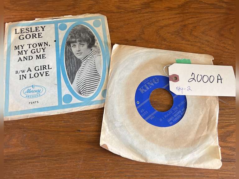 James Brown on King record label and Leslie Gore 45 vinyls