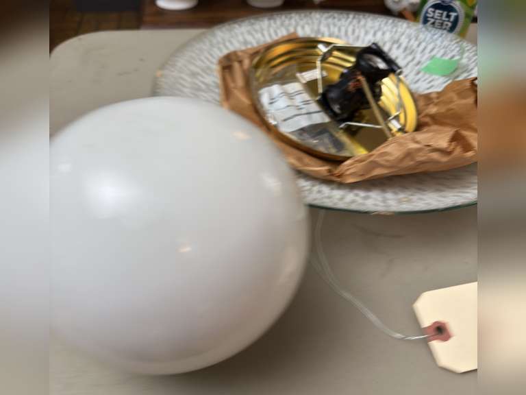 Ceiling, light fixture and two globes