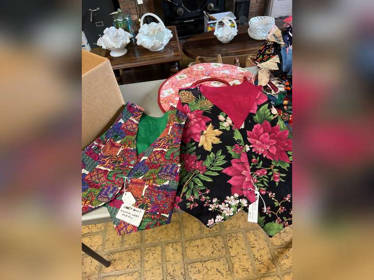 Fabric bags, plate storage covers and holiday vests.