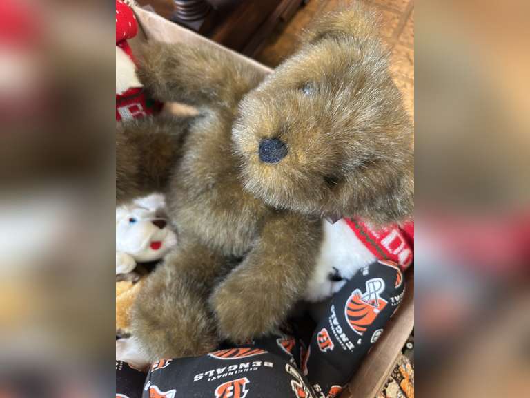 Two boxes with stuffed animals and kids toys