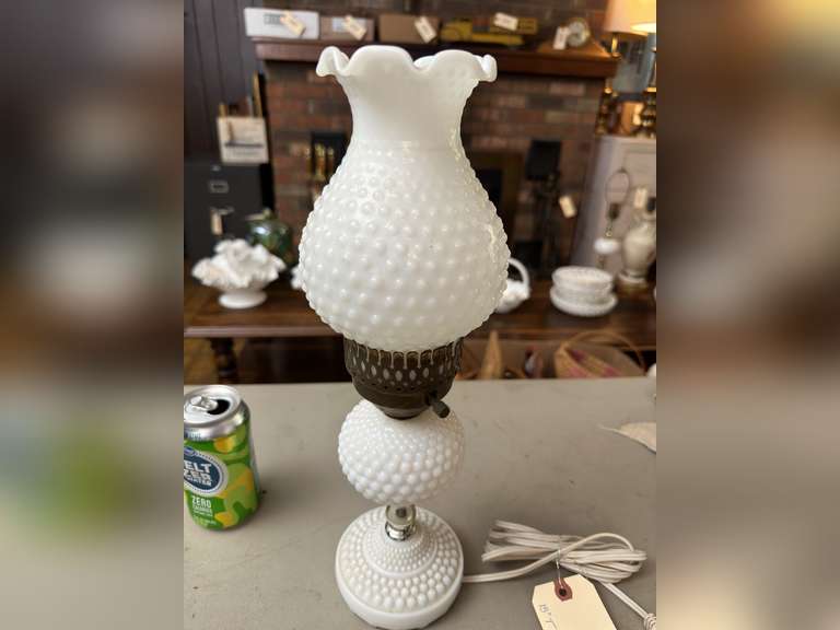 Hale milk glass lamp, 15 inches tall, did not test