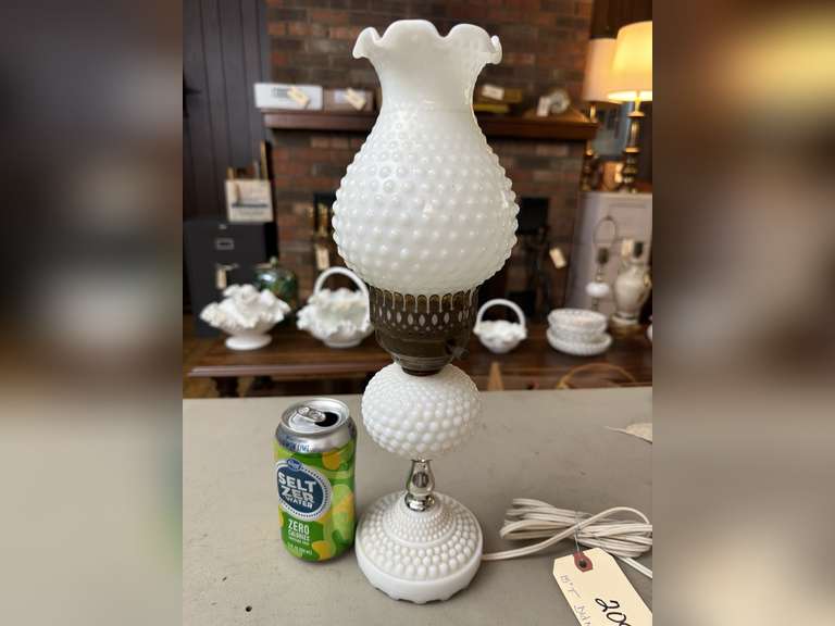Hale milk glass lamp, 15 inches tall, did not test