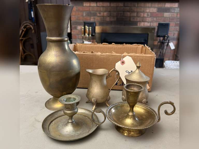 Decorative brass items.