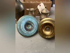 Decorative brass items.